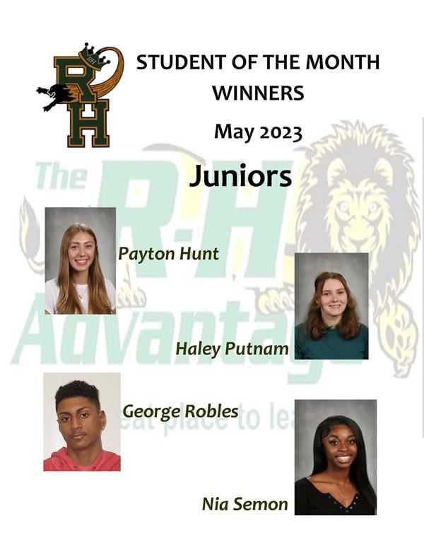 May Student of the Month Winners - Juniors